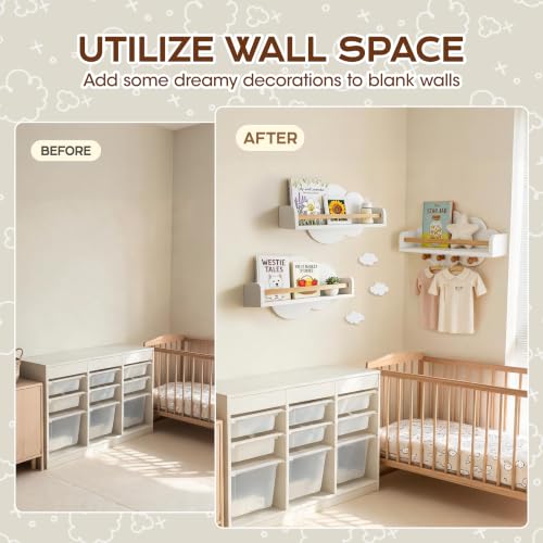 ECOLEGNA Cute Nursery Wall Mounted Display Rack for Kids' Room, Decorative Storage Shelf for Toys, Plants & Home Decor - image 6
