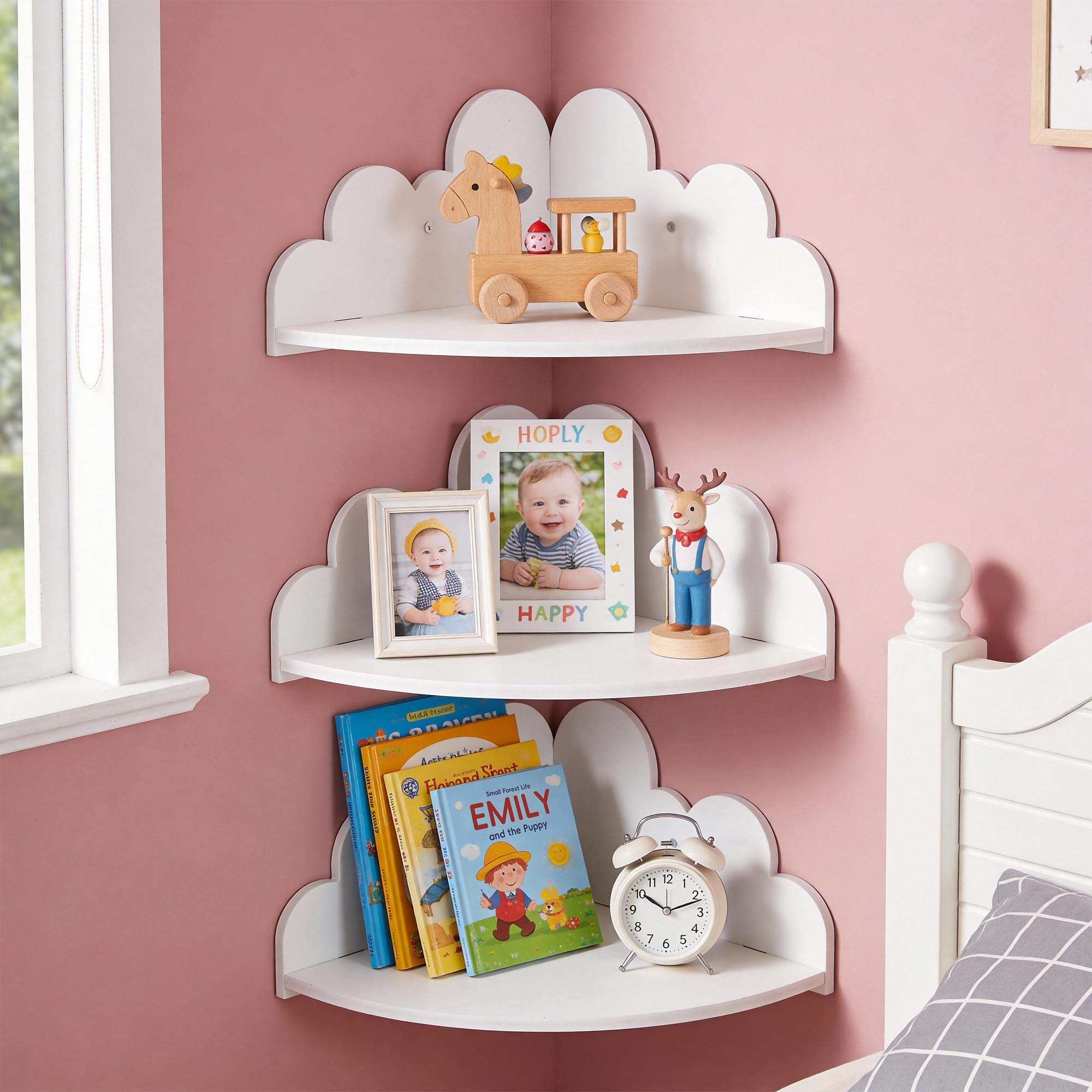 ECOLEGNA Mounted for Kids Room Nursery, Cloud Decor Wall Shelf & Nubes para Decorar Cuarto Storage Shelves for Toys Plants