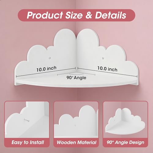 ECOLEGNA Mounted for Kids Room Nursery, Cloud Decor Wall Shelf & Nubes para Decorar Cuarto Storage Shelves for Toys Plants - image 4