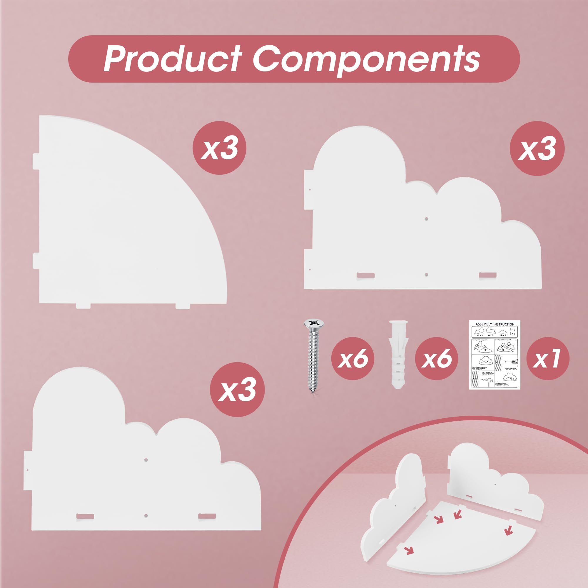 ECOLEGNA Mounted for Kids Room Nursery, Cloud Decor Wall Shelf & Nubes para Decorar Cuarto Storage Shelves for Toys Plants - image 5