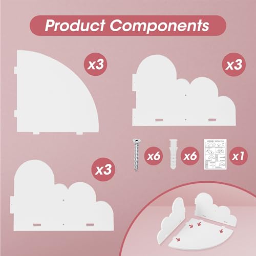 ECOLEGNA Mounted for Kids Room Nursery, Cloud Decor Wall Shelf & Nubes para Decorar Cuarto Storage Shelves for Toys Plants - image 6